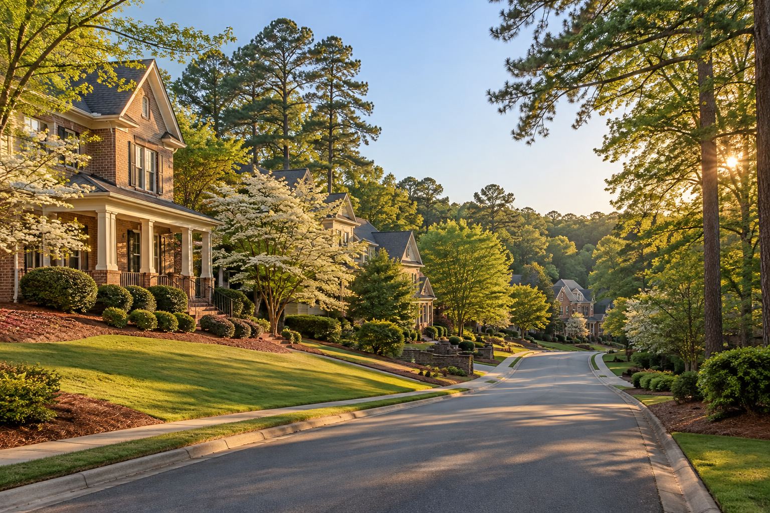 A tree lined street, illustrative